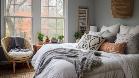 bohemian gray bedroomの素材