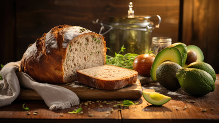 kitchen bread avocado backgroundの素材