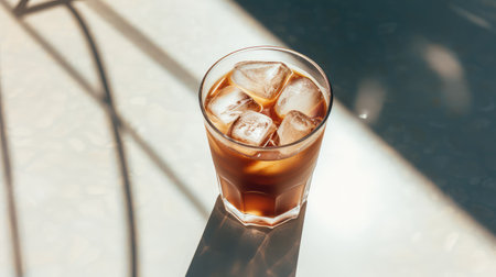 glass cup of coffee overheadの素材