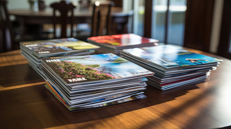 colorful brochures on tableの素材