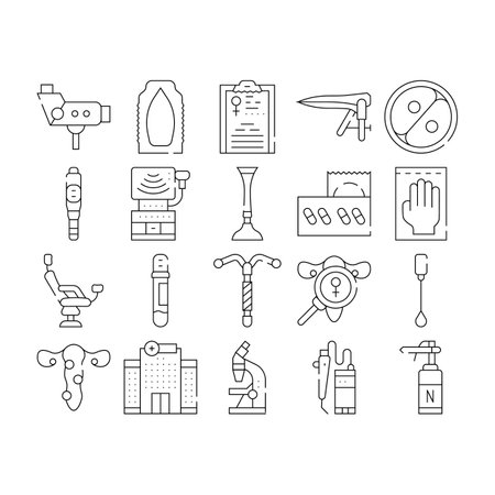 Gynecologist Treatment Collection Icons Set Vector Illustrationのイラスト素材