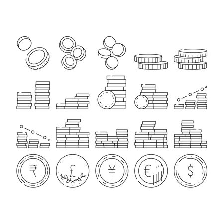 coin money business icons set vectorのイラスト素材