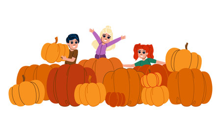 happy pumpkin patch vectorのイラスト素材
