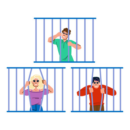 arrest behind bars vectorのイラスト素材