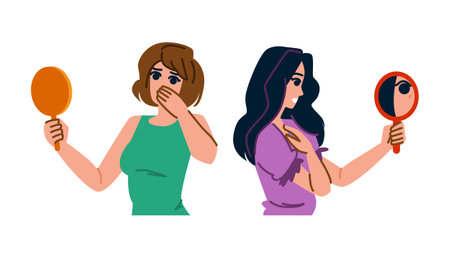 vulnerability woman mirror fear vectorのイラスト素材