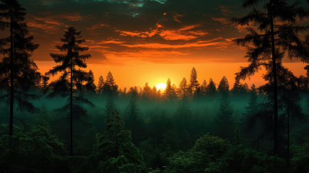 serene green and orange backgroundの素材