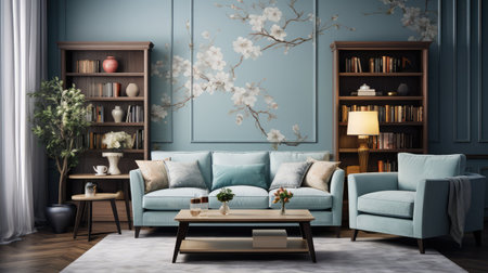 cozy dusty blue floralの素材