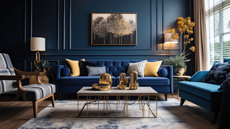 sofa navy blue living roomの素材