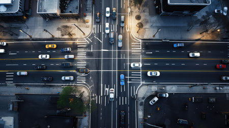 lanes black asphalt road and white dividing linesの素材
