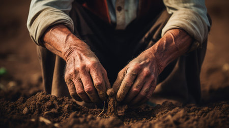 hands planting farmingの素材