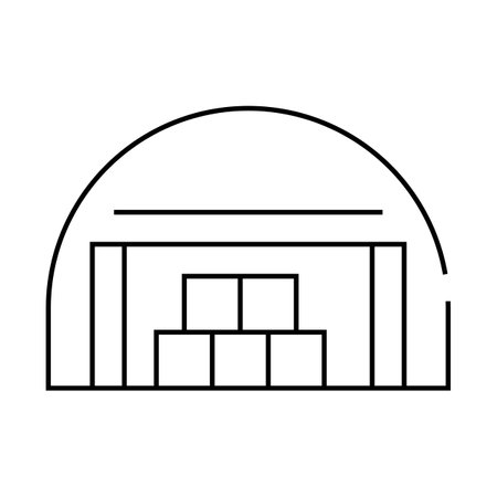 warehouse building line icon vector isolated illustrationのイラスト素材