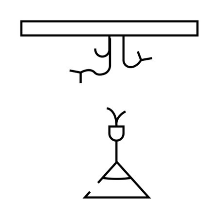 chandelier installation line icon vector black illustrationのイラスト素材