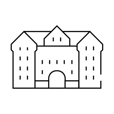 university building line icon vector illustration signのイラスト素材