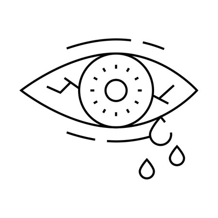 eye tearing line icon vector illustration blackのイラスト素材