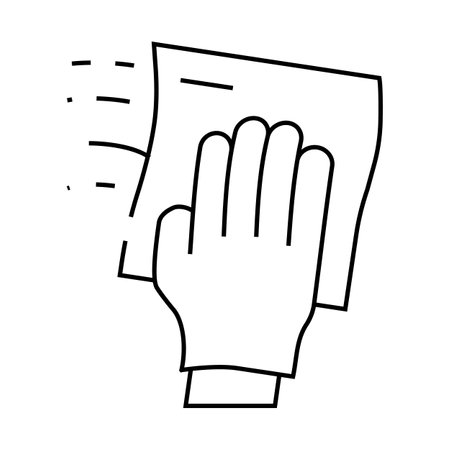 wiping dust with microfiber line icon vector illustrationのイラスト素材