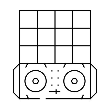 dance floor and dj console line icon vector illustrationのイラスト素材