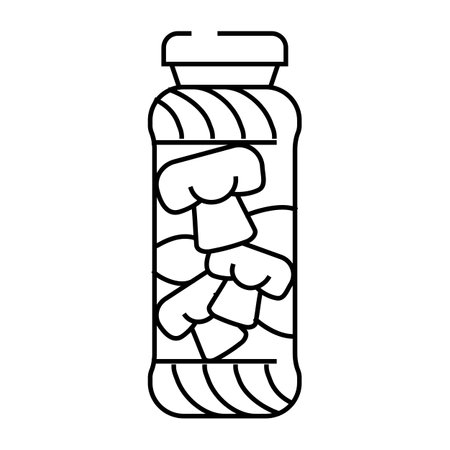 mushrooms canned food line icon vector illustrationのイラスト素材