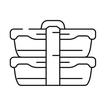 double lunchbox line icon vector illustration blackのイラスト素材
