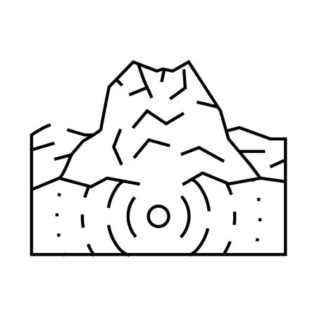 earthquake volcano line icon vector illustration blackのイラスト素材