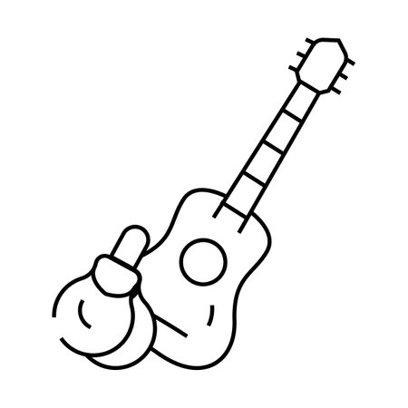 guitar and castanets line icon vector illustrationのイラスト素材