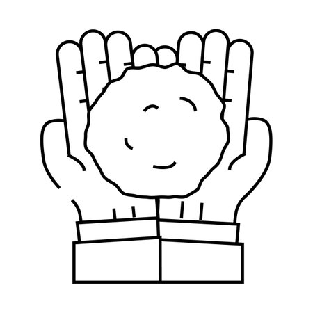 hands holding peat line icon vector illustrationのイラスト素材
