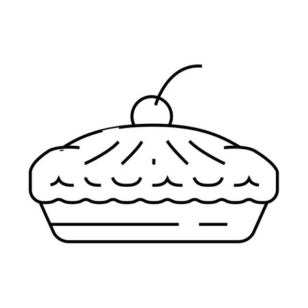 pie with cherry berry dessert line icon vector illustrationのイラスト素材