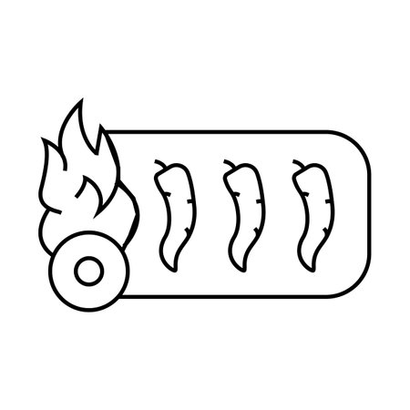 pepper spice label line icon vector illustrationのイラスト素材