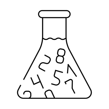 flask with numbers line icon vector illustrationのイラスト素材
