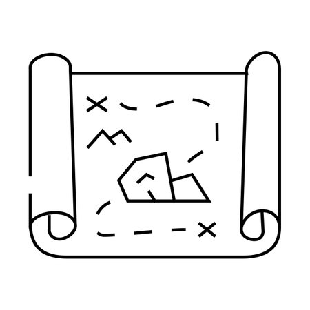 map with treasure line icon vector illustrationのイラスト素材