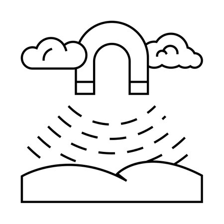 geomagnetic storm line icon vector illustrationのイラスト素材