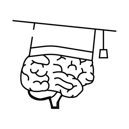 education brain line icon vector illustrationのイラスト素材