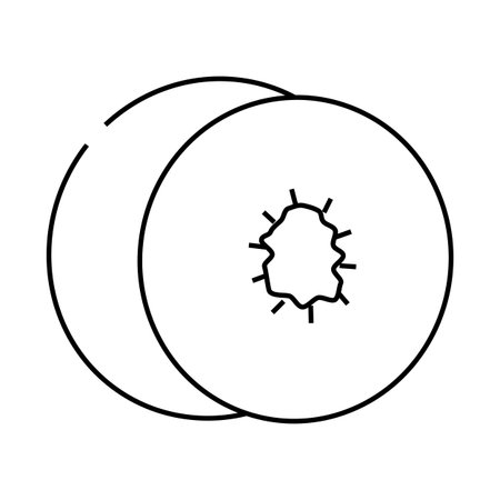 slice kiwi fruit line icon vector illustrationのイラスト素材