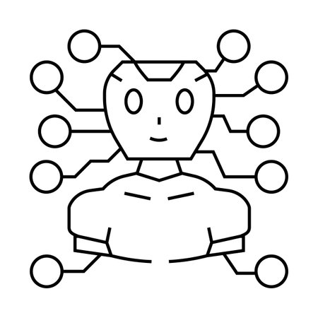artificial chat bot line icon vector illustrationのイラスト素材