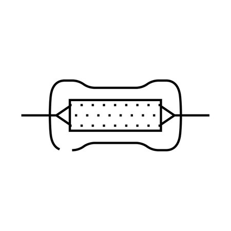 carbon film resistor electronic component line icon vector illustrationのイラスト素材
