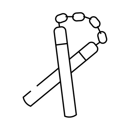 nunchucks weapon military line icon vector illustrationのイラスト素材