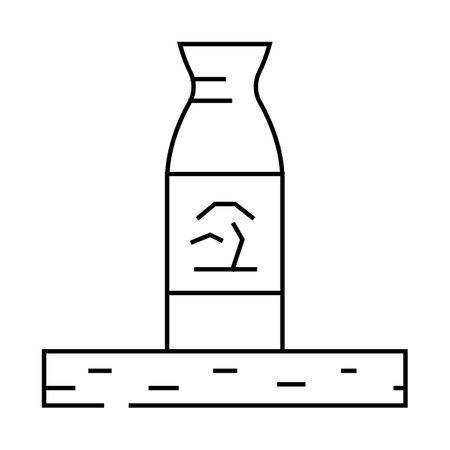 sake bottle japanese food line icon vector illustrationのイラスト素材