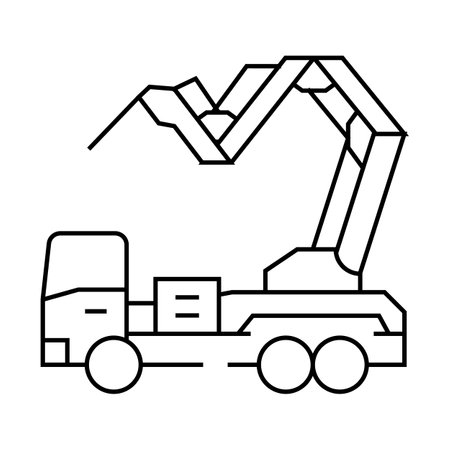 ditch digger civil engineer line icon vector illustrationのイラスト素材