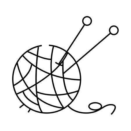 ball yarn knitting wool line icon vector illustrationのイラスト素材