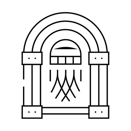 jukebox retro music line icon vector illustrationのイラスト素材