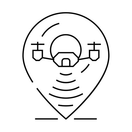 gps navigation autonomous delivery line icon vector illustrationのイラスト素材