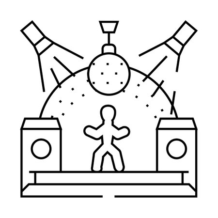 house disco party line icon vector illustrationのイラスト素材