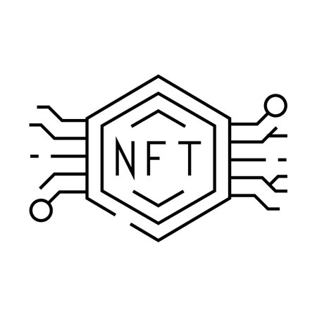 nfts non fungible tokens line icon vector illustrationのイラスト素材
