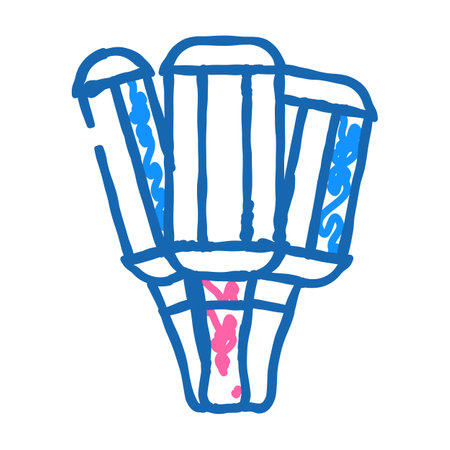 double-triple curling irons icon doodle illustrationのイラスト素材