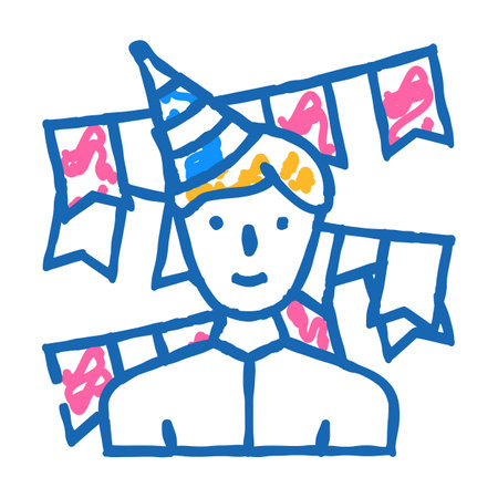 birthday celebration flat icon doodle illustrationのイラスト素材