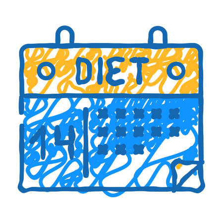 calendar diet icon doodle illustrationのイラスト素材