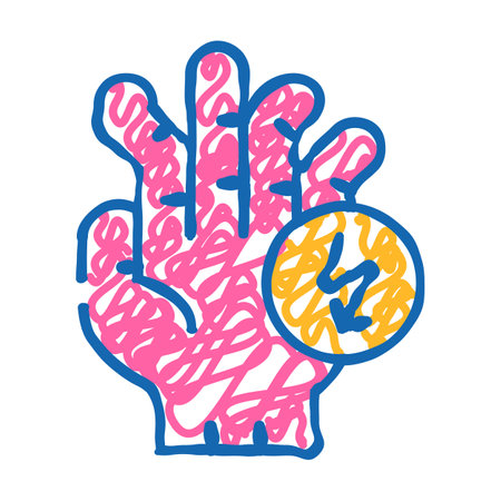 broken fingers cutting ache icon doodle illustrationのイラスト素材