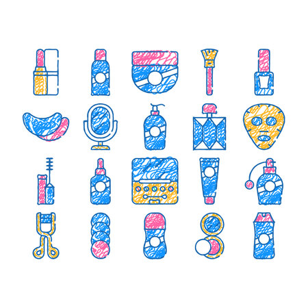 beauty salon accessory icon hand drawnのイラスト素材