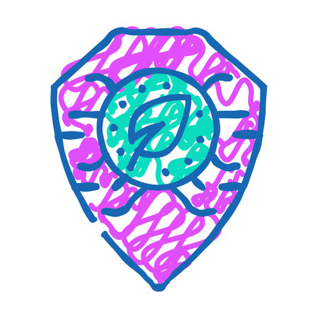 digital protection chia cryptocurrency icon doodle illustrationのイラスト素材