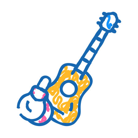 guitar and castanets icon doodle illustrationのイラスト素材
