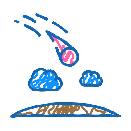 meteor falling disaster icon doodle illustrationのイラスト素材